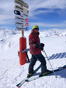 Willie on the top of the ski-run La Loze