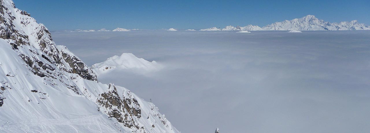 Sea of clouds at the foot of The Mt Blanc